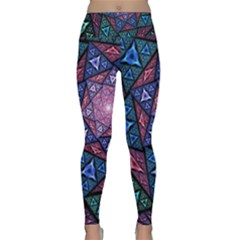 Purple Psychedelic Art Pattern Mosaic Design Fractal Art Lightweight Velour Classic Yoga Leggings by Bedest