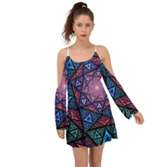 Purple Psychedelic Art Pattern Mosaic Design Fractal Art Boho Dress by Bedest