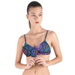 Purple Psychedelic Art Pattern Mosaic Design Fractal Art Tie Up Cut Bikini Top by Bedest