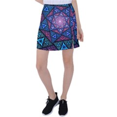 Purple Psychedelic Art Pattern Mosaic Design Fractal Art Tennis Skirt by Bedest