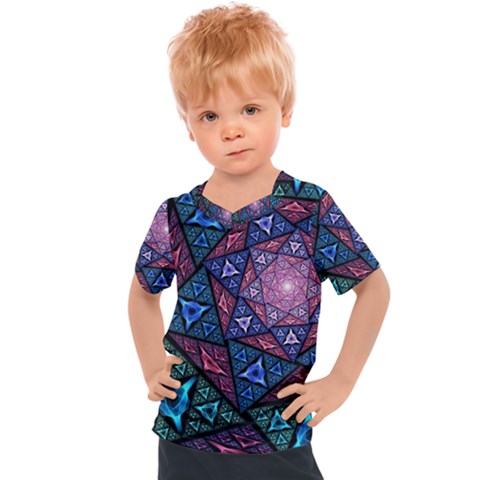 Purple Psychedelic Art Pattern Mosaic Design Fractal Art Kids  Sports T-shirt by Bedest