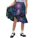 Purple Psychedelic Art Pattern Mosaic Design Fractal Art Kids  Ruffle Flared Wrap Midi Skirt View1