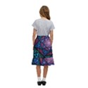 Purple Psychedelic Art Pattern Mosaic Design Fractal Art Kids  Ruffle Flared Wrap Midi Skirt View4