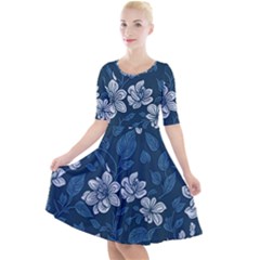 Pattern Flower Nature Quarter Sleeve A-line Dress by Bedest