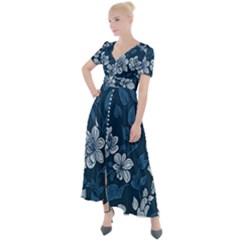 Pattern Flower Nature Button Up Short Sleeve Maxi Dress by Bedest