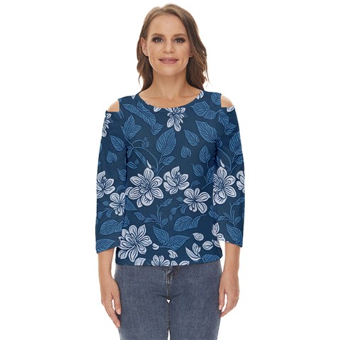 Pattern Flower Nature Cut Out Wide Sleeve Top by Bedest