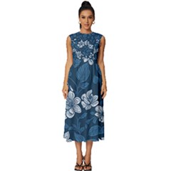 Pattern Flower Nature Sleeveless Round Neck Midi Dress by Bedest