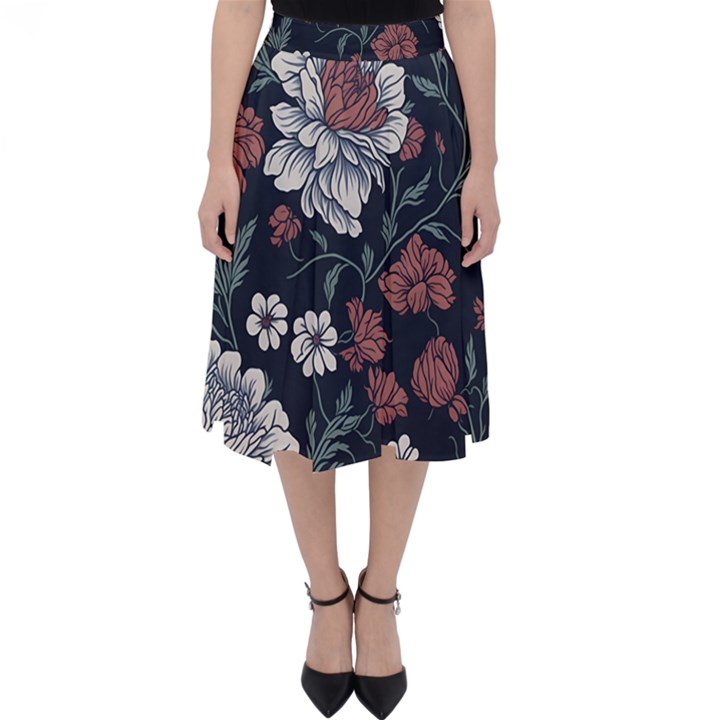 Flower Pattern Classic Midi Skirt