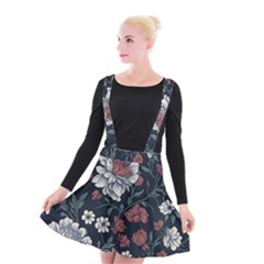 Flower Pattern Suspender Skater Skirt by Bedest