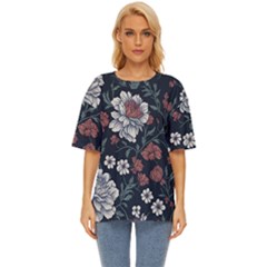 Flower Pattern Oversized Basic T-shirt by Bedest