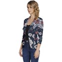 Flower Pattern Women s One-Button 3/4 Sleeve Short Jacket View2