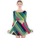 Abstract Geometric Design Pattern Long Sleeve Velvet Skater Dress View1