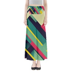 Abstract Geometric Design Pattern Full Length Maxi Skirt