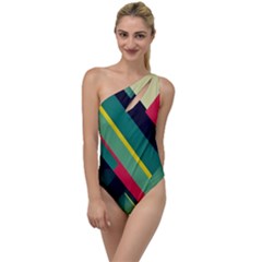 Abstract Geometric Design Pattern To One Side Swimsuit by Bedest