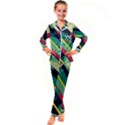 Abstract Geometric Design Pattern Kids  Satin Long Sleeve Pajamas Set View1