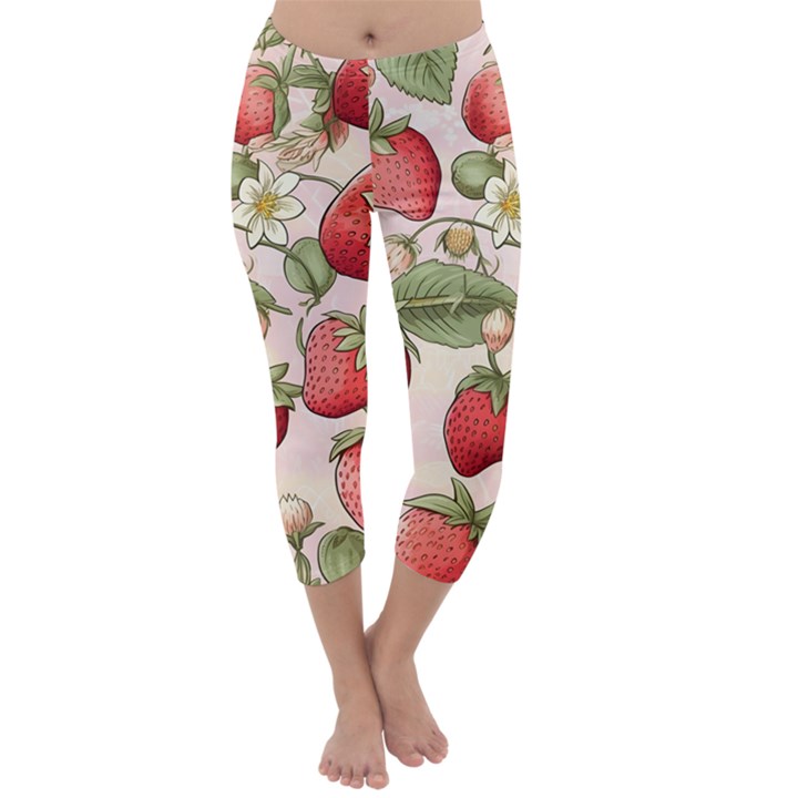 Strawberry Fruit Capri Winter Leggings 