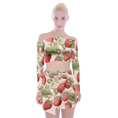 Strawberry Fruit Off Shoulder Top With Mini Skirt Set by Bedest