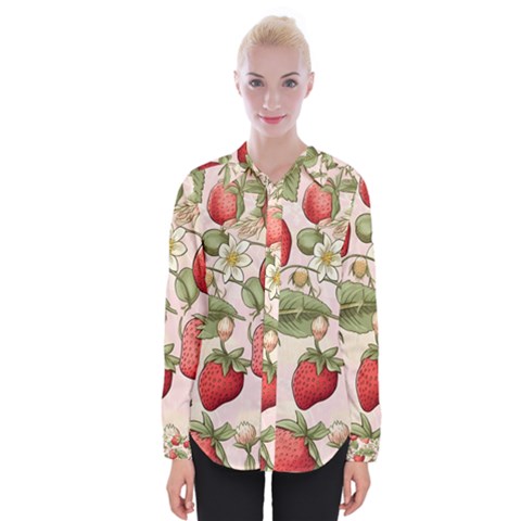 Strawberry Fruit Womens Long Sleeve Shirt by Bedest