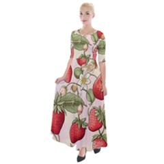 Strawberry Fruit Half Sleeves Maxi Dress by Bedest