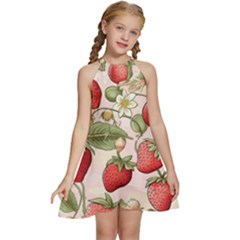 Strawberry Fruit Kids  Halter Collar Waist Tie Chiffon Dress by Bedest