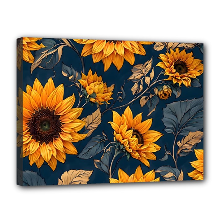 Flower Pattern Spring Canvas 16  x 12  (Stretched)