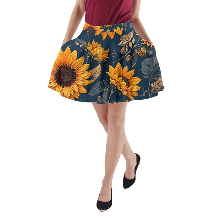 Flower Pattern Spring A-Line Pocket Skirt