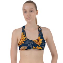 Flower Pattern Spring Criss Cross Racerback Sports Bra by Bedest