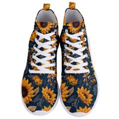 Flower Pattern Spring Men s Lightweight High Top Sneakers by Bedest