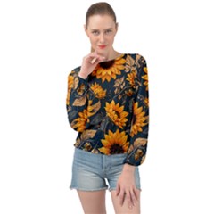 Flower Pattern Spring Banded Bottom Chiffon Top by Bedest