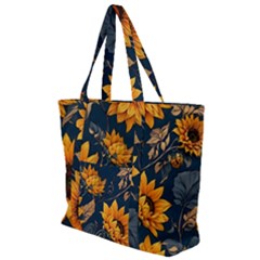 Flower Pattern Spring Zip Up Canvas Bag by Bedest