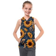 Flower Pattern Spring Kids  Sleeveless Hoodie by Bedest