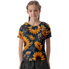 Flower Pattern Spring Kids  Frill Chiffon Blouse by Bedest