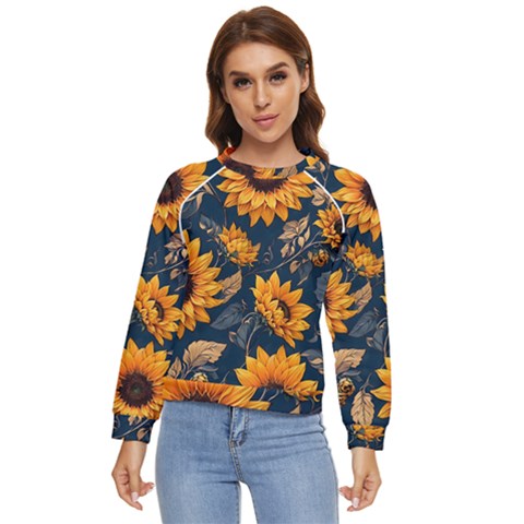 Flower Pattern Spring Women s Long Sleeve Raglan T-shirt by Bedest