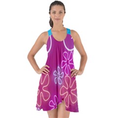 Purple Sparkle Flowers Design Show Some Back Chiffon Dress