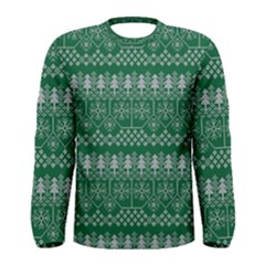 Christmas Knit Digital Men s Long Sleeve T-shirt by Mariart