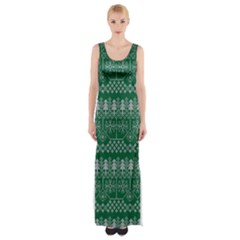 Christmas Knit Digital Thigh Split Maxi Dress