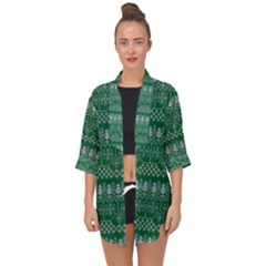 Christmas Knit Digital Open Front Chiffon Kimono by Mariart