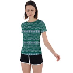 Christmas Knit Digital Back Circle Cutout Sports T-shirt