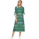 Christmas Knit Digital Bow Sleeve Chiffon Midi Dress View1