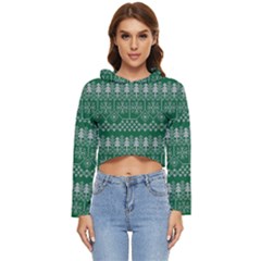 Christmas Knit Digital Women s Lightweight Cropped Hoodie by Mariart