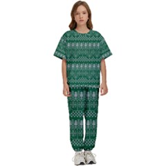 Christmas Knit Digital Kids  T-shirt And Pants Sports Set