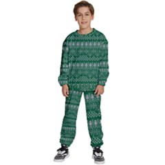 Christmas Knit Digital Kids  Sweatshirt Set by Mariart