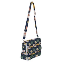 Flower Grey Pattern Floral Shoulder Bag With Back Zipper