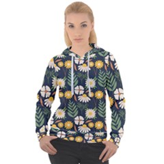 Flower Grey Pattern Floral Women s Overhead Hoodie