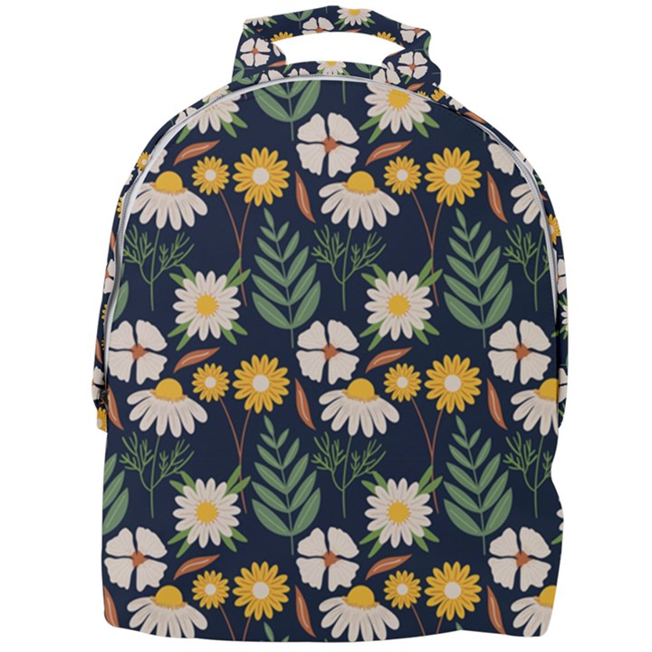 Flower Grey Pattern Floral Mini Full Print Backpack