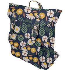 Flower Grey Pattern Floral Buckle Up Backpack by Dutashop