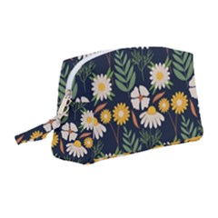 Flower Grey Pattern Floral Wristlet Pouch Bag (medium)