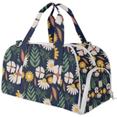 Flower Grey Pattern Floral Burner Gym Duffel Bag