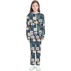 Flower Grey Pattern Floral Kids  Tracksuit by Dutashop