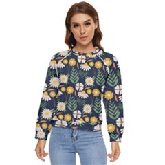 Flower Grey Pattern Floral Women s Long Sleeve Raglan T-shirt